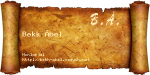 Bekk Ábel névjegykártya
